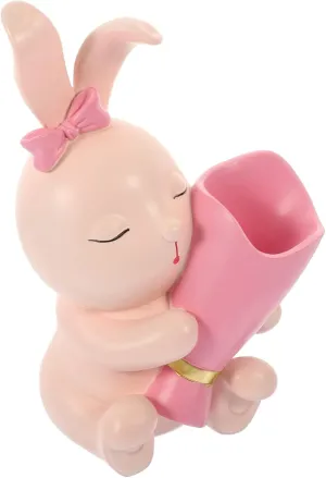 MAGICLULU Holding Vase Figurine Resin Bunny Statue for Home Decor Flower Arrangement Cute Desktop Decoration for Garden Easter and Dollhouse Unique Idea