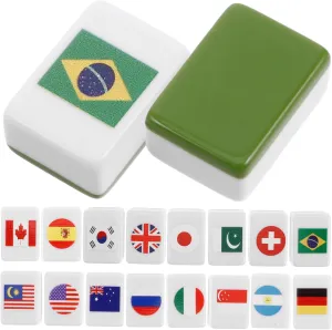 Mahjong Tiles Game Blocks Flags Plastic Tiles Set for Family Party Games 48 Pieces Mahjong Building Blocks