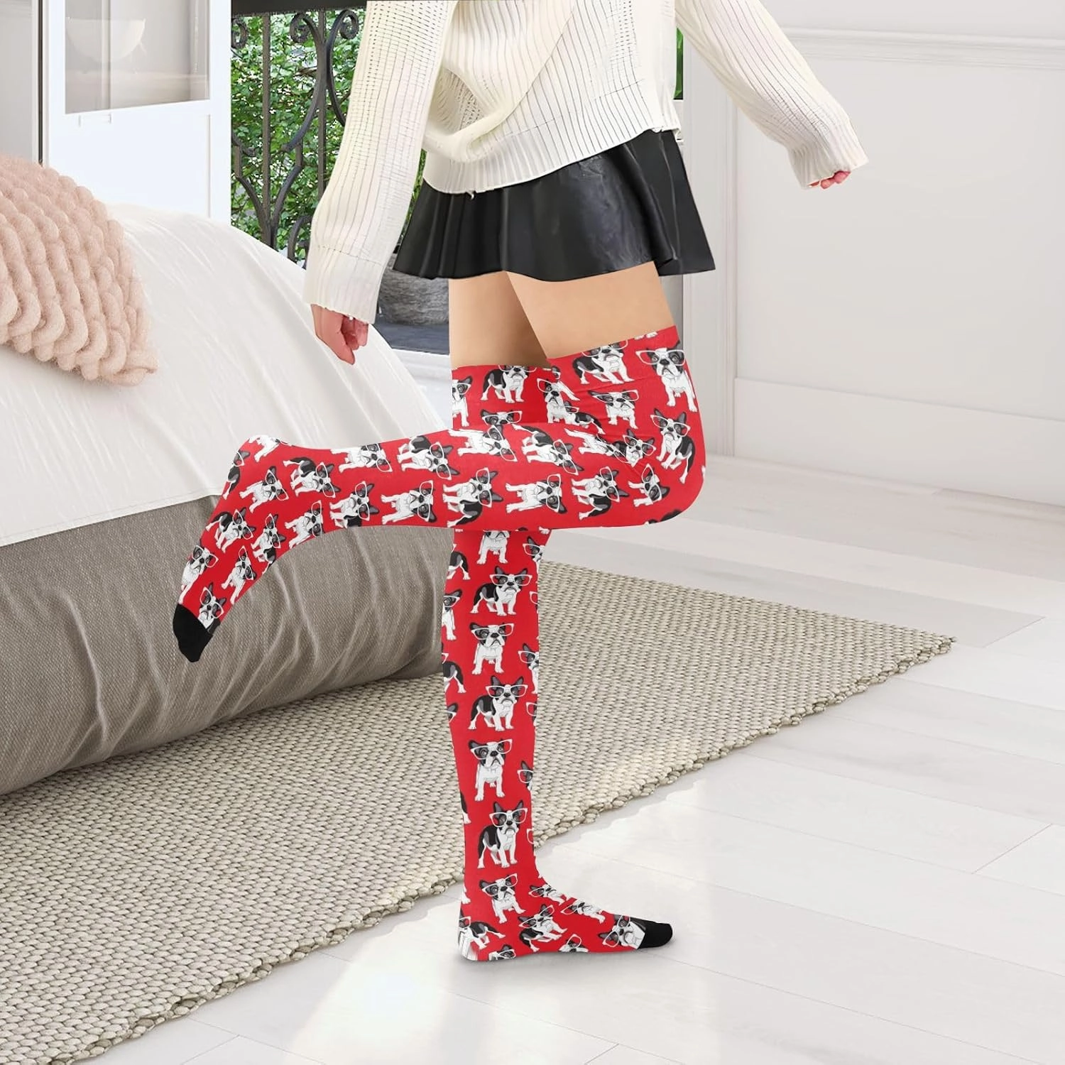 Mahjong Tiles Women Thigh High Socks Warm Over the Knee Socks Long Knee High Boot Stockings Leg Warmer