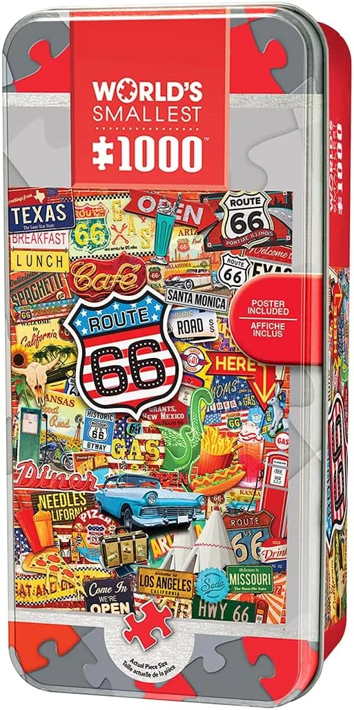 Masterpieces 1000 Piece Jigsaw Puzzle with Collectible Tin Case - Route 66-11.25"x16.75"