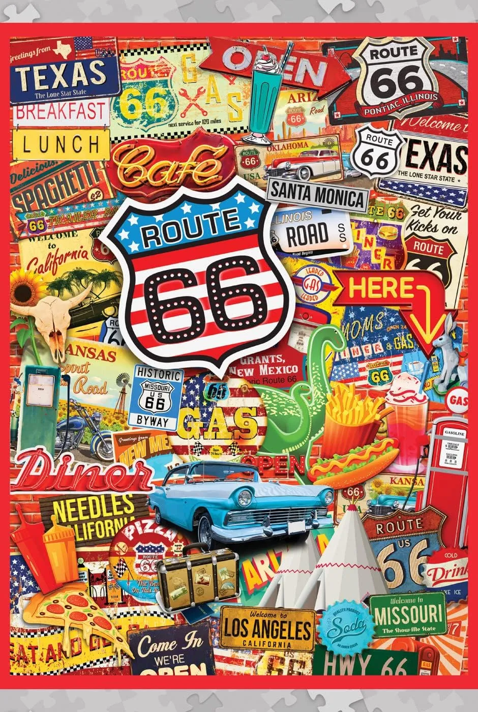 Masterpieces 1000 Piece Jigsaw Puzzle with Collectible Tin Case - Route 66-11.25"x16.75"