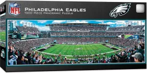Masterpieces 1000 Piece Sports Jigsaw Puzzle - NFL Philadelphia Eagles Center View Panoramic - 13"x39"