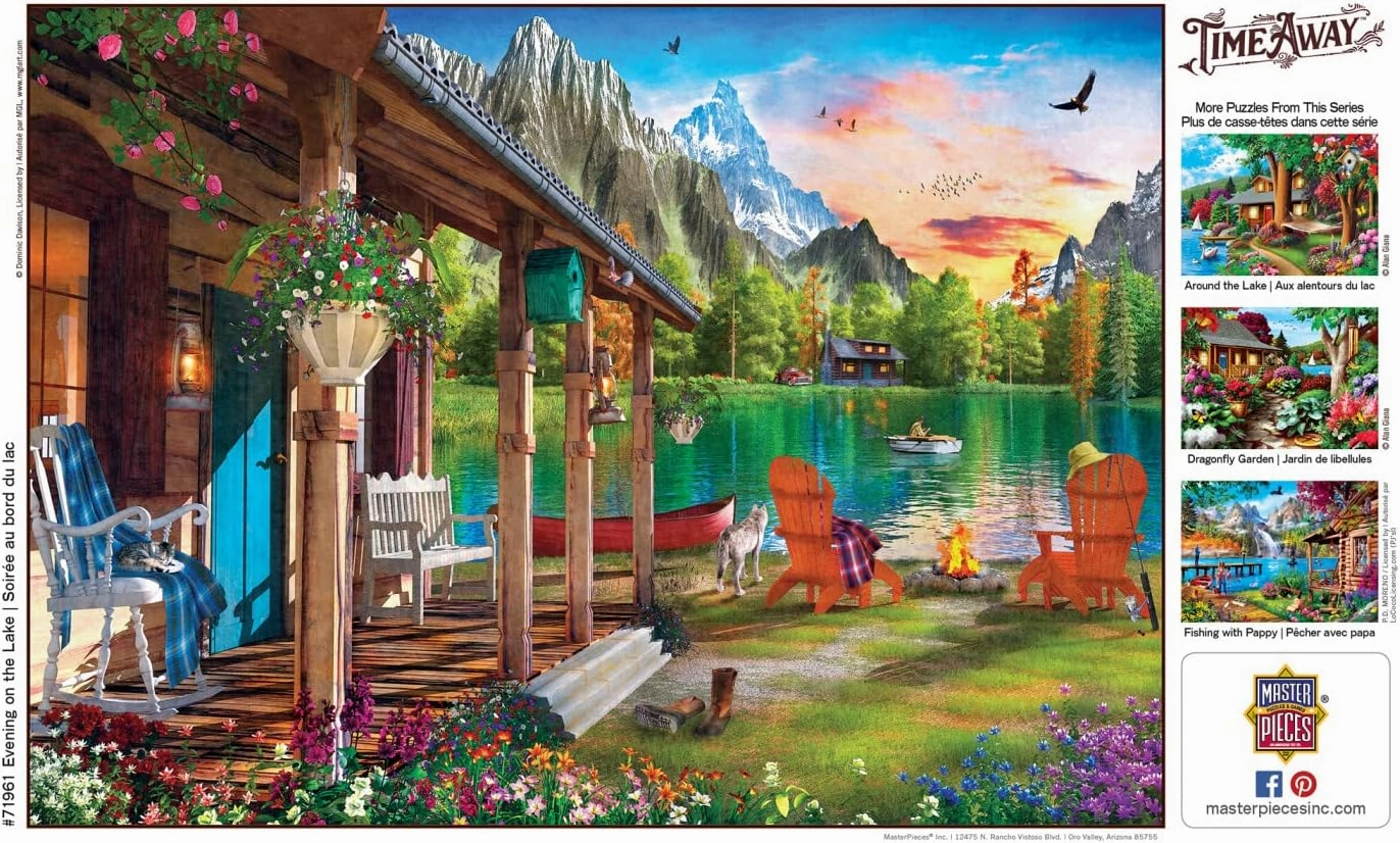 Masterpieces 1000 Piece Jigsaw Puzzle For Adults, Family, Or Kids - Evening On The Lake - 19.25"x26.75"