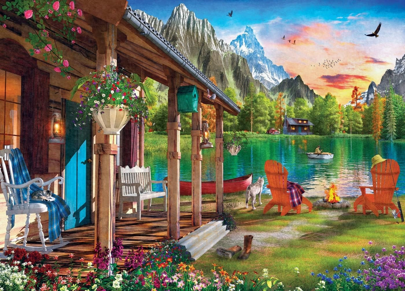 Masterpieces 1000 Piece Jigsaw Puzzle For Adults, Family, Or Kids - Evening On The Lake - 19.25"x26.75"