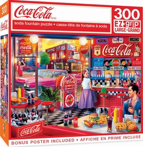 MasterPieces 300 Piece EZ Grip Jigsaw Puzzle - Coca-Cola Soda Fountain - Family-Friendly Fun - 18”x24