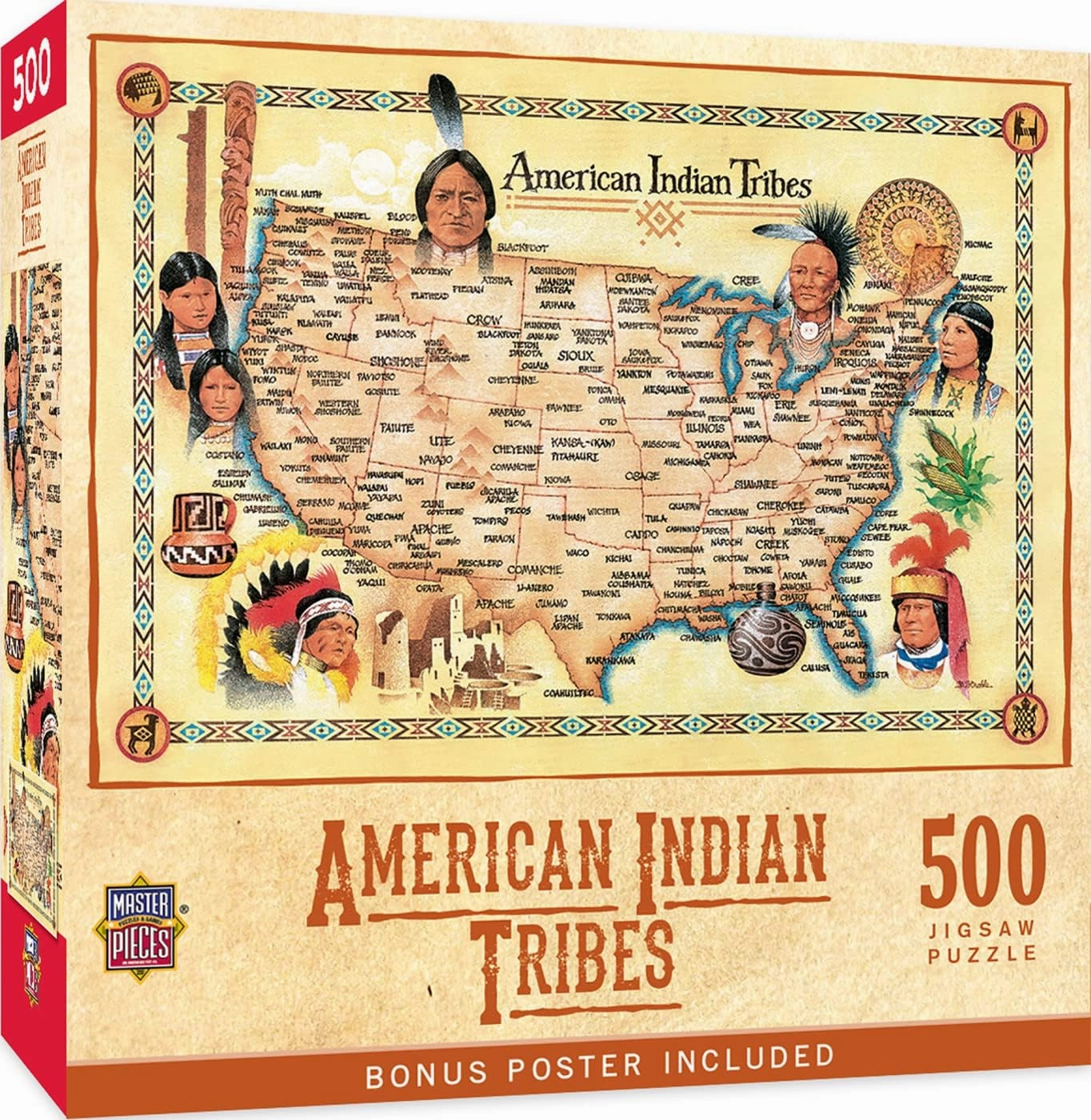 MasterPieces 550 Piece Jigsaw Puzzle For Adults, Family, Or Youth - American Indian Tribes - 18"x24"