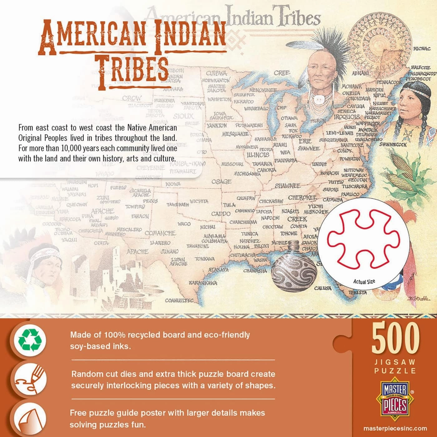 MasterPieces 550 Piece Jigsaw Puzzle For Adults, Family, Or Youth - American Indian Tribes - 18"x24"