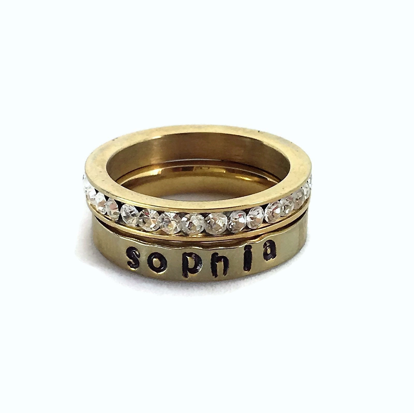 Matching set of Personalized Rings, Couples rings Silver Gold Stainless Steel Rings