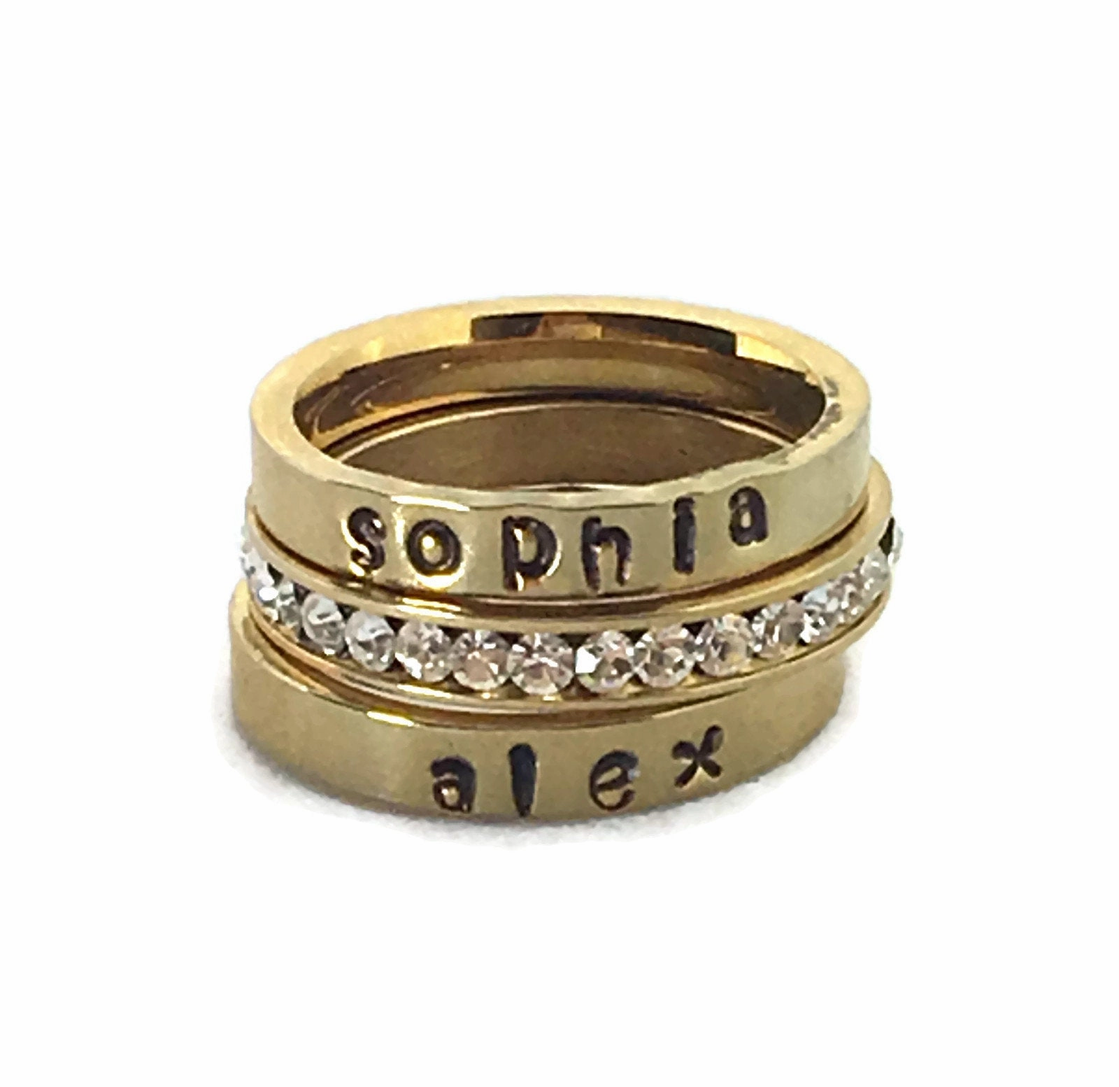 Matching set of Personalized Rings, Couples rings Silver Gold Stainless Steel Rings