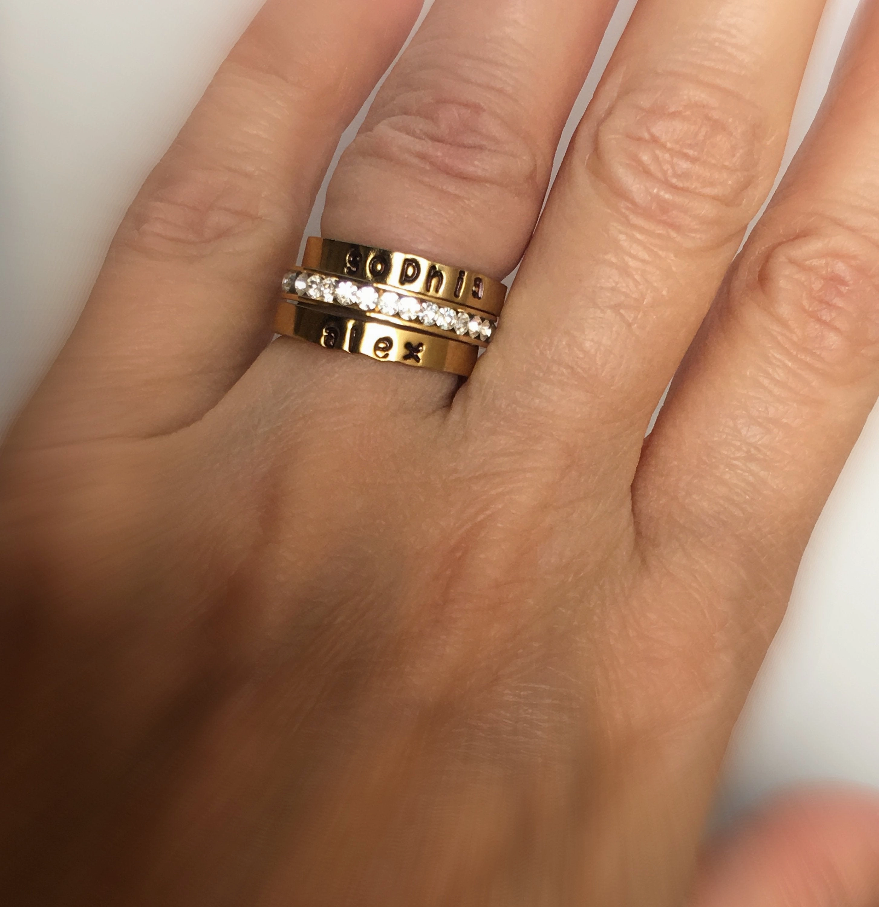 Matching set of Personalized Rings, Couples rings Silver Gold Stainless Steel Rings
