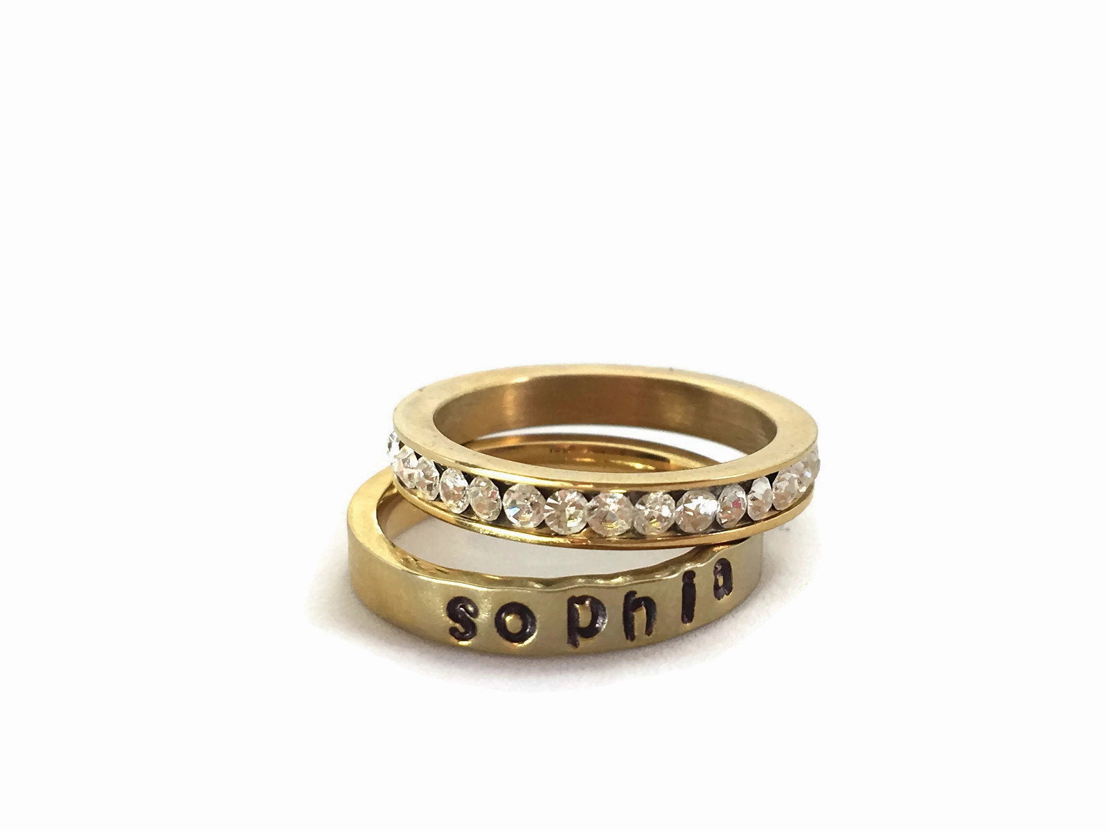 Matching set of Personalized Rings, Couples rings Silver Gold Stainless Steel Rings