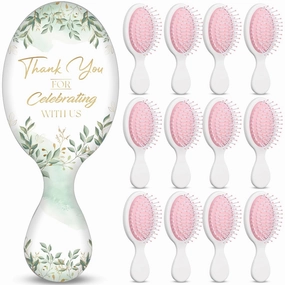 Meanplan 12 Pcs Bridesmaid Proposal Gifts Wedding Hair Brush Mini Travel Hair Detangler Brush Set Cute Wed Party Accessories Bridal Shower Party Proposals for Guests Thank You for Celebrating with Us