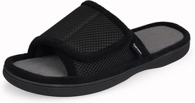Men's Adjustable Wrap Open-toe Slippers with Memory Foam, Summer House Shoes for Men