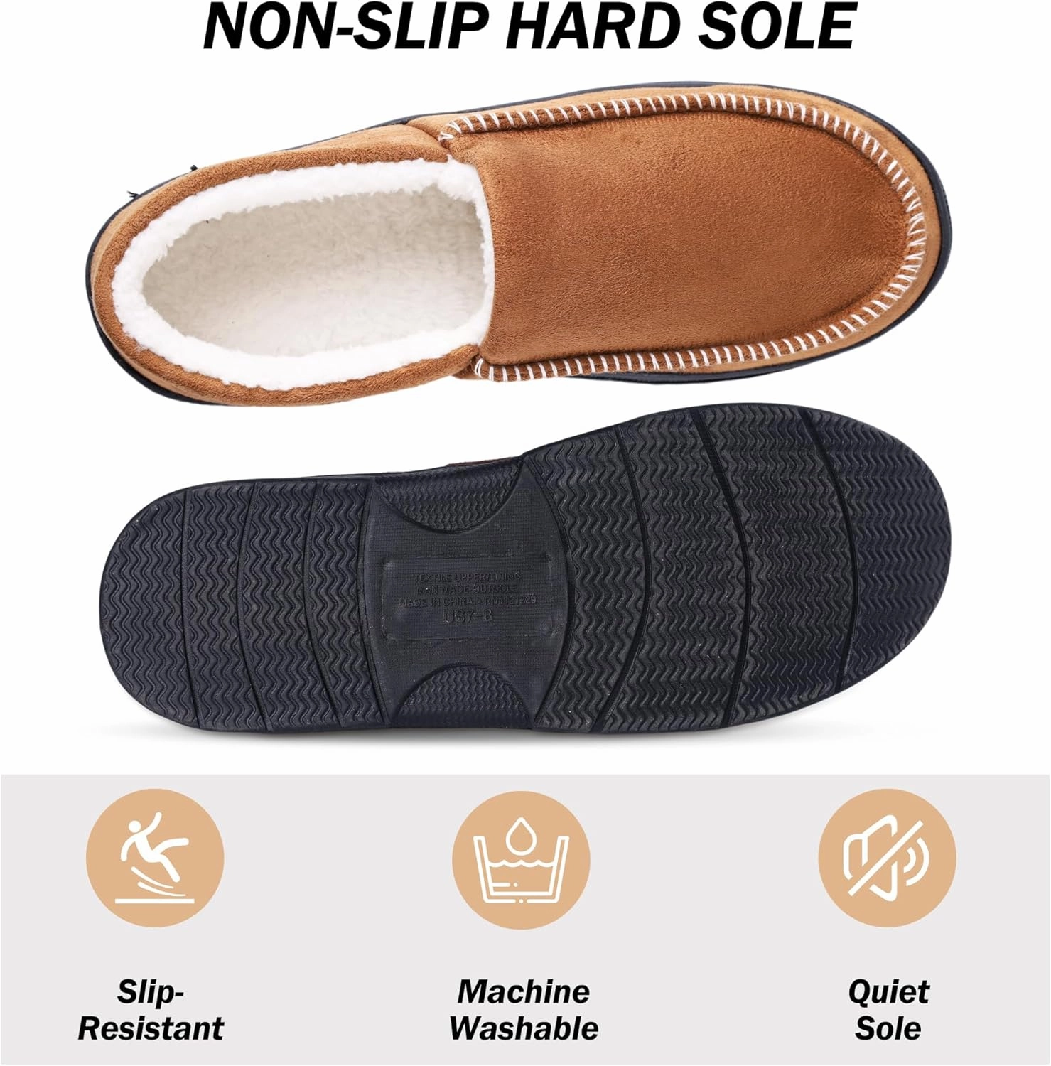 Mens Moccasin Slippers Indoor Outdoor House Slippers Warm Plush Fuzzy Memory Foam House Shoes