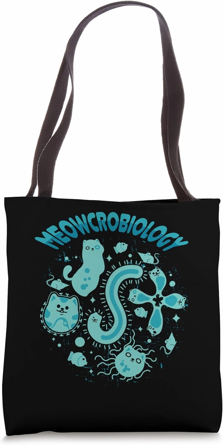 Meowcrobiology Science Cat Lover Tote Bag