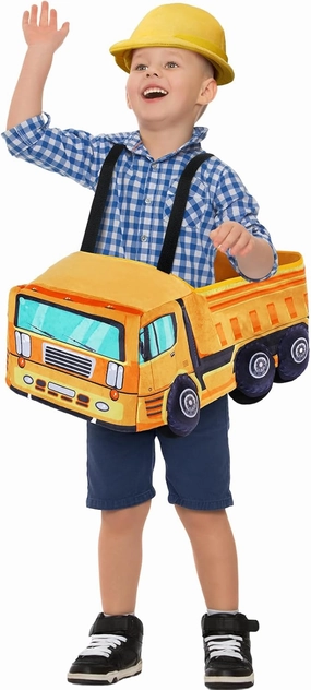 Mepase Halloween Toddler Tipper Truck Costume 3D Vehicle Ride on Tipper Truck Ride Along Costume for Child 3 to 6 Years, School Bus Party Dress up Role Play for Birthday, Preschool, Classroom