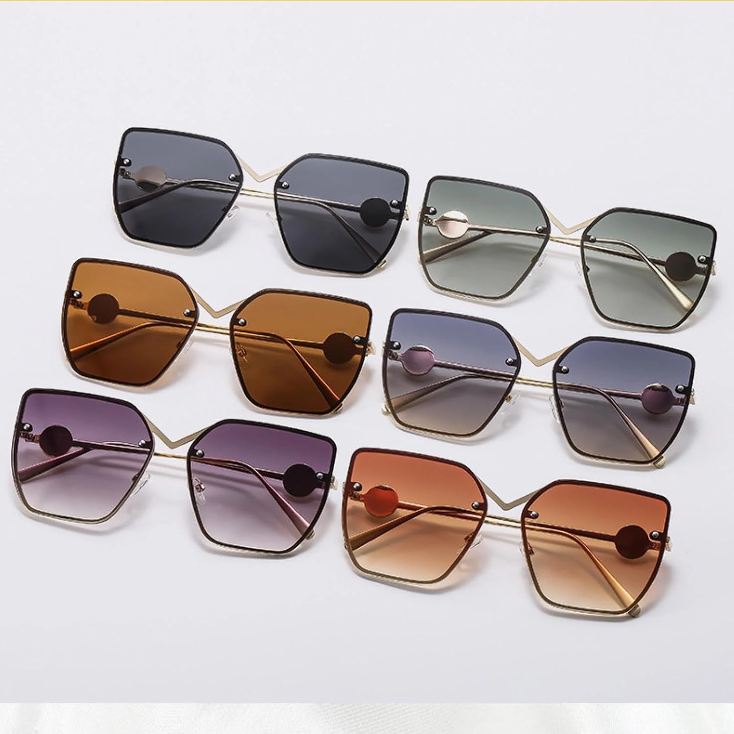 Metal Big Frame Cat Eye Pearl Decoration Sunglasses Women Men Luxury Punk Travel Driving Uv400