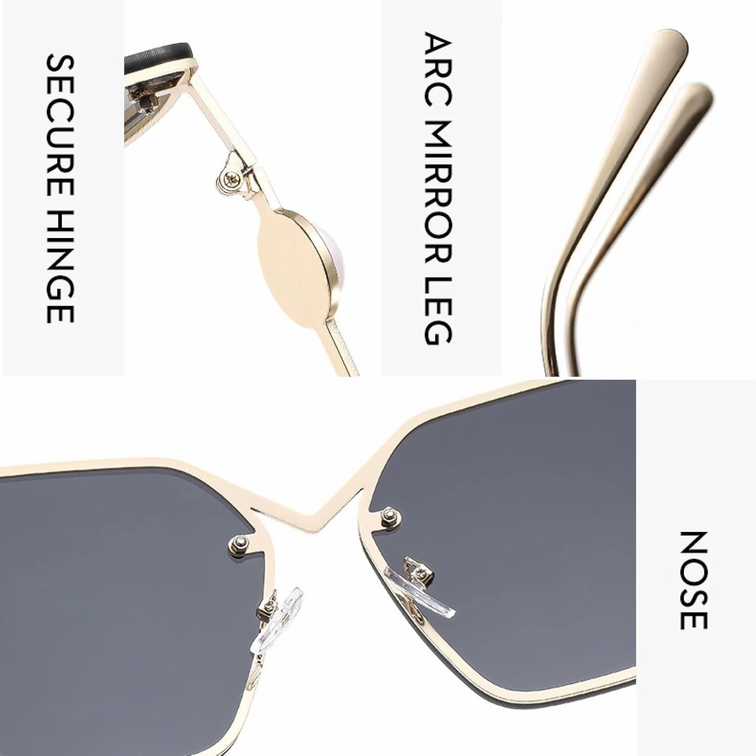 Metal Big Frame Cat Eye Pearl Decoration Sunglasses Women Men Luxury Punk Travel Driving Uv400