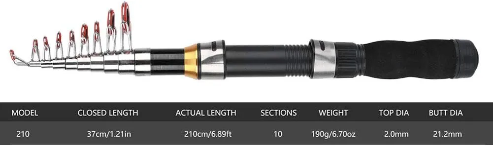 Mini Sea Fishing Rod, Telescopic Fishing Rod Pole for Saltwater and Freshwater