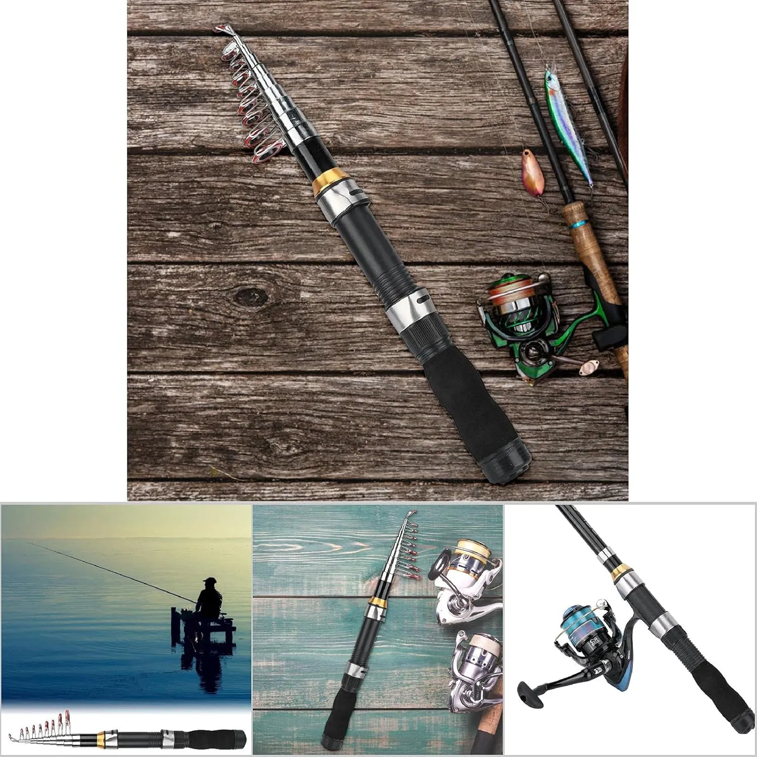 Mini Sea Fishing Rod, Telescopic Fishing Rod Pole for Saltwater and Freshwater