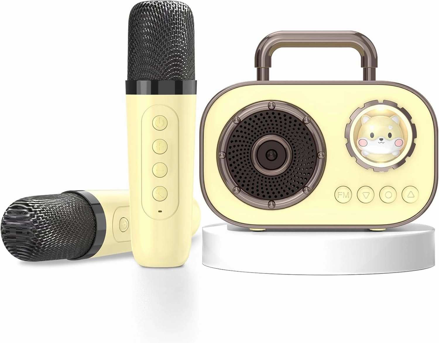 Mini Karaoke Machine for Kids Adults, Fun Portable Bluetooth Speaker with 2 Wireless Microphones, Stereo Sound Enhanced, Rich Bass, Cute Music Toys for Girls and Boys Ages 3-12 to Sing Loudly