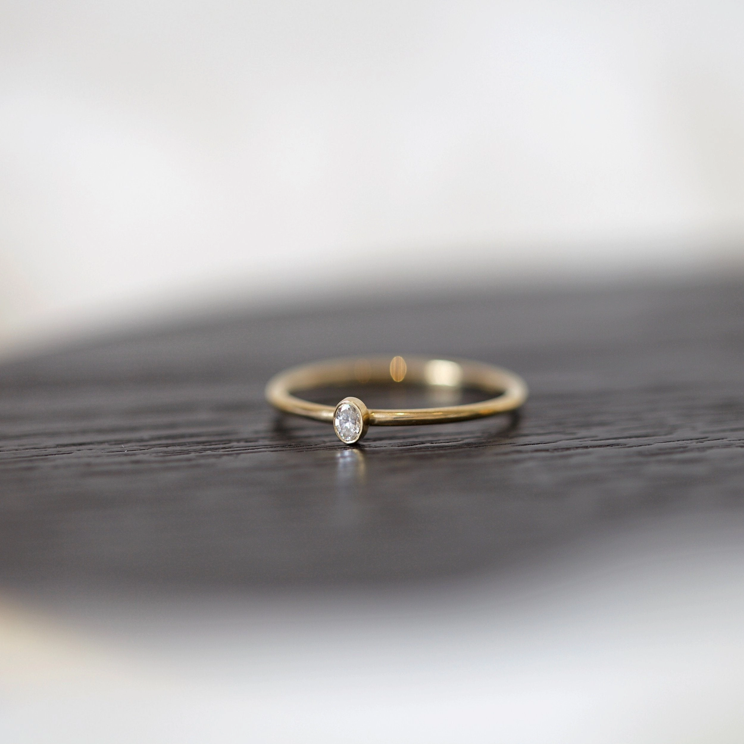 Mini Oval Diamond Promise Ring