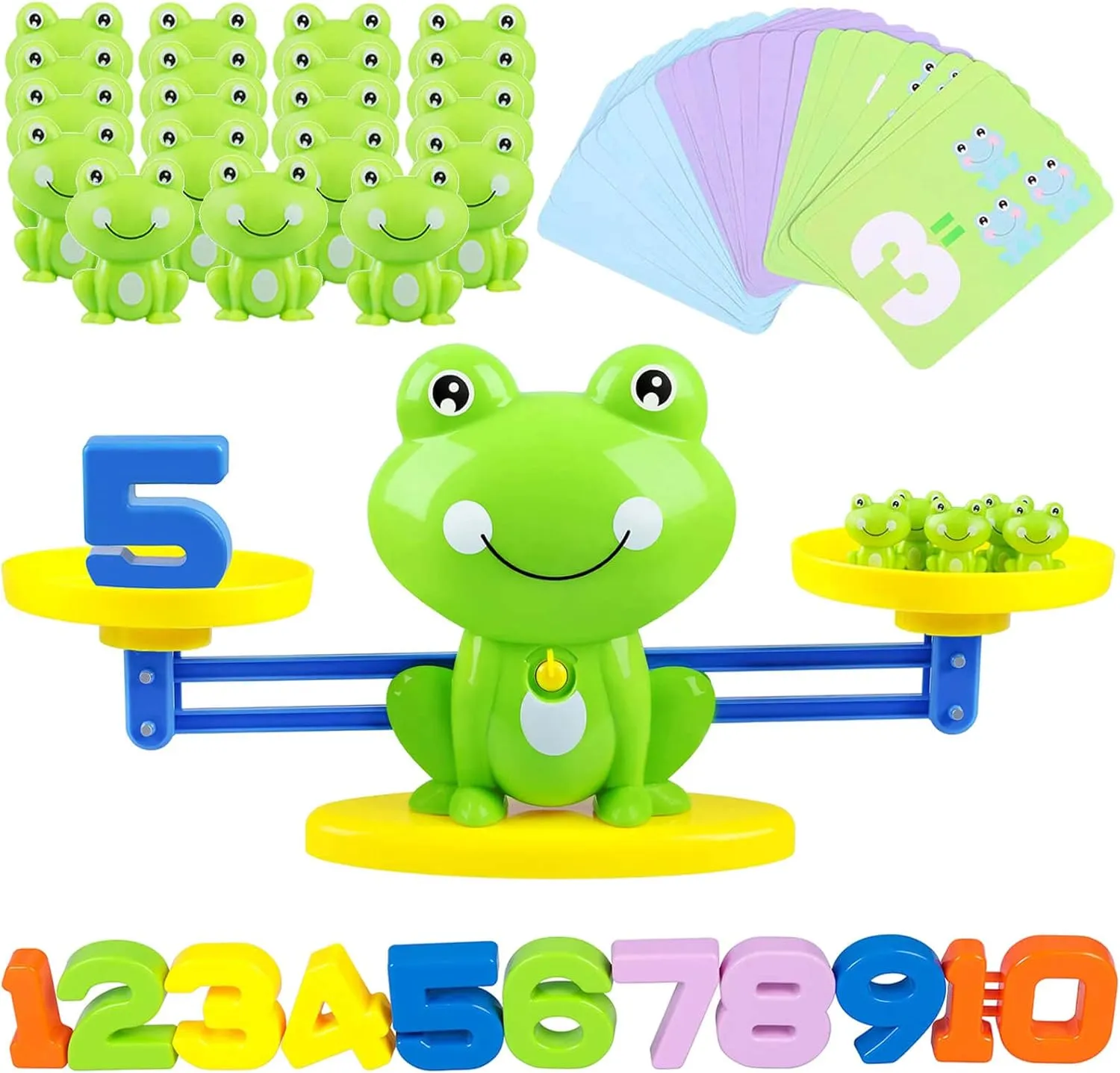 Montessori Counting Toys with Frog Learning Card, Fun Children's Gift Educational Number Toy for Kids Ages 3-5