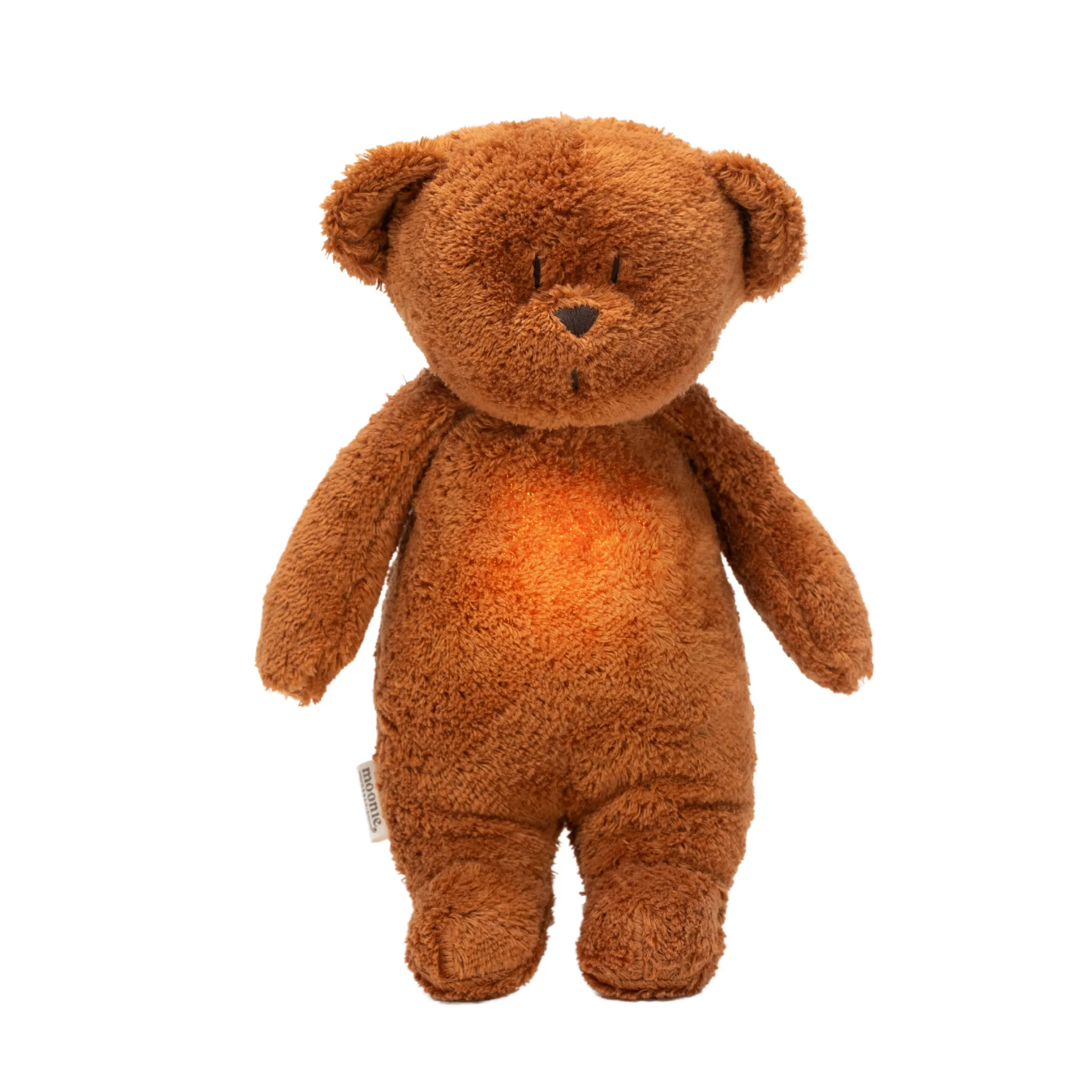 MOONIE ORGANIC HUMMING BEAR WITH NIGHT LIGHT | CARAMEL