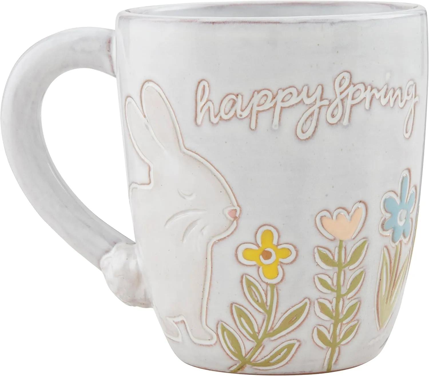 Mud Pie Handle Mugs, Happy; 4" x 3.5"