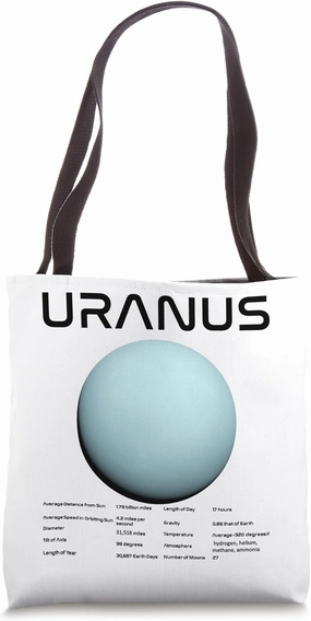 Nerdy Uranus Astronomy Science Planets Solar System Facts Bk Tote Bag