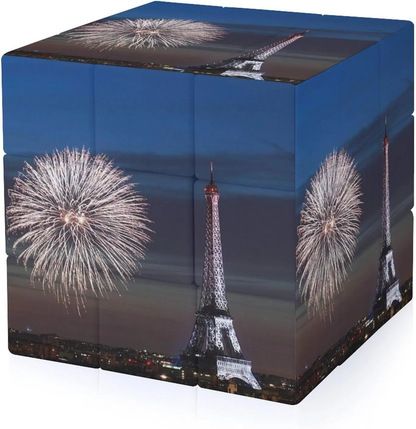 Night Sky Eiffel Tower Adults 3x3x3 Color-Matching Smooth Fully Printed Cube Gift