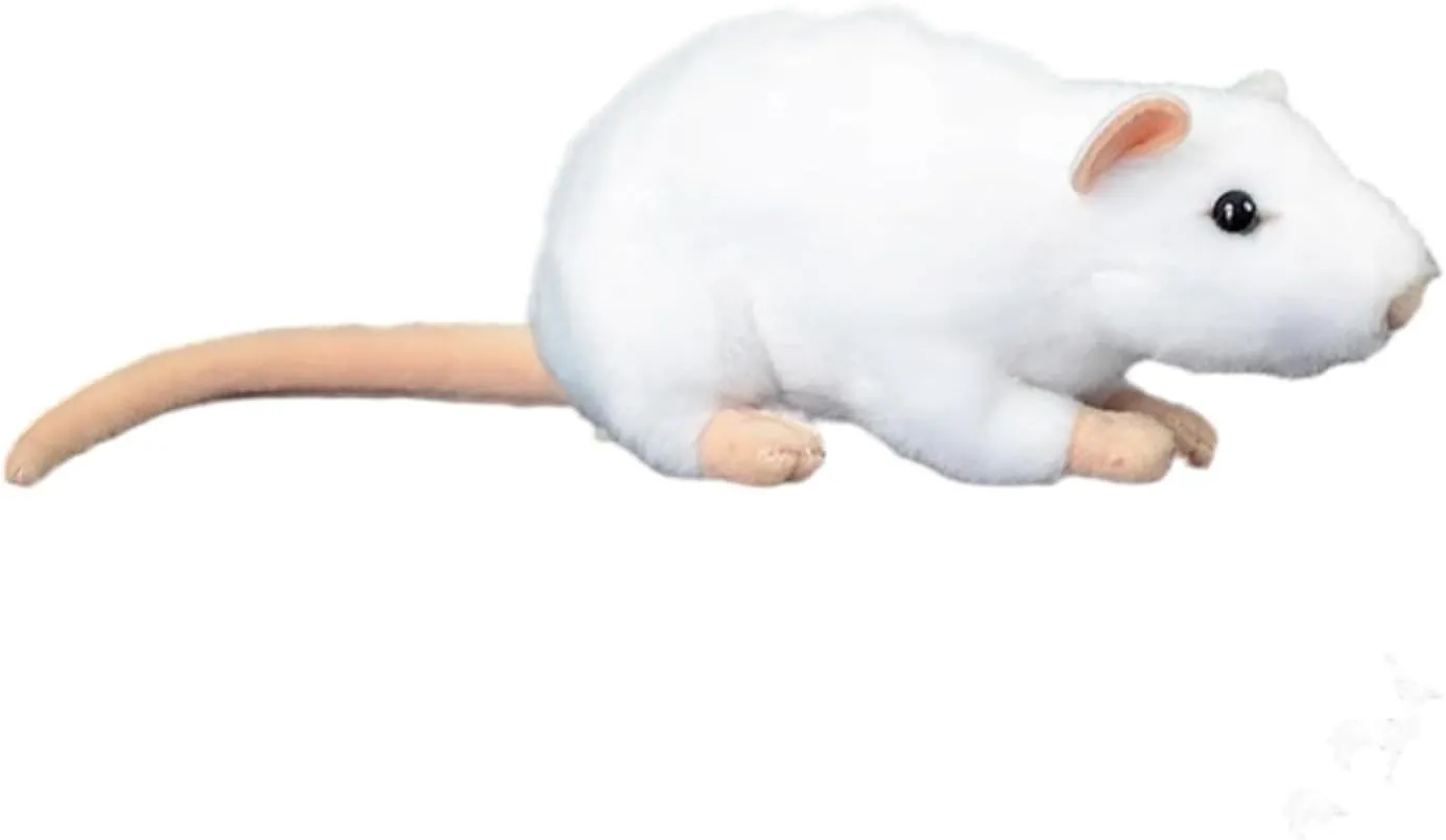 Nohito Lifelike Rat Stuffed Animal - 6.7'' Cuddly White Mouse Plush, Realistic Soft Stuffed Rat Plushie Doll