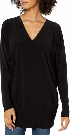 Norma Kamali Women's Long Sleeve V Neck Dolman Top