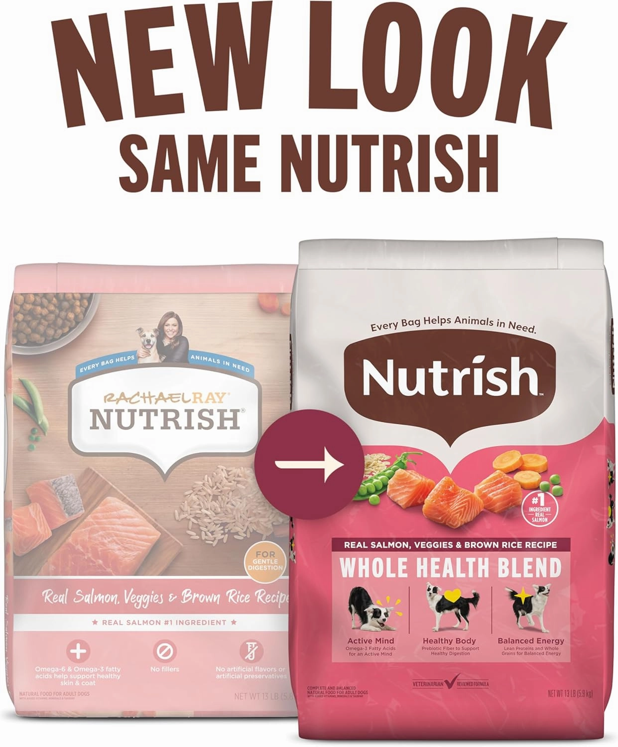 Nutrish Rachael Ray Real Salmon, Veggies & Brown Rice Recipe Dry Dog Food, 13 lb. Bag