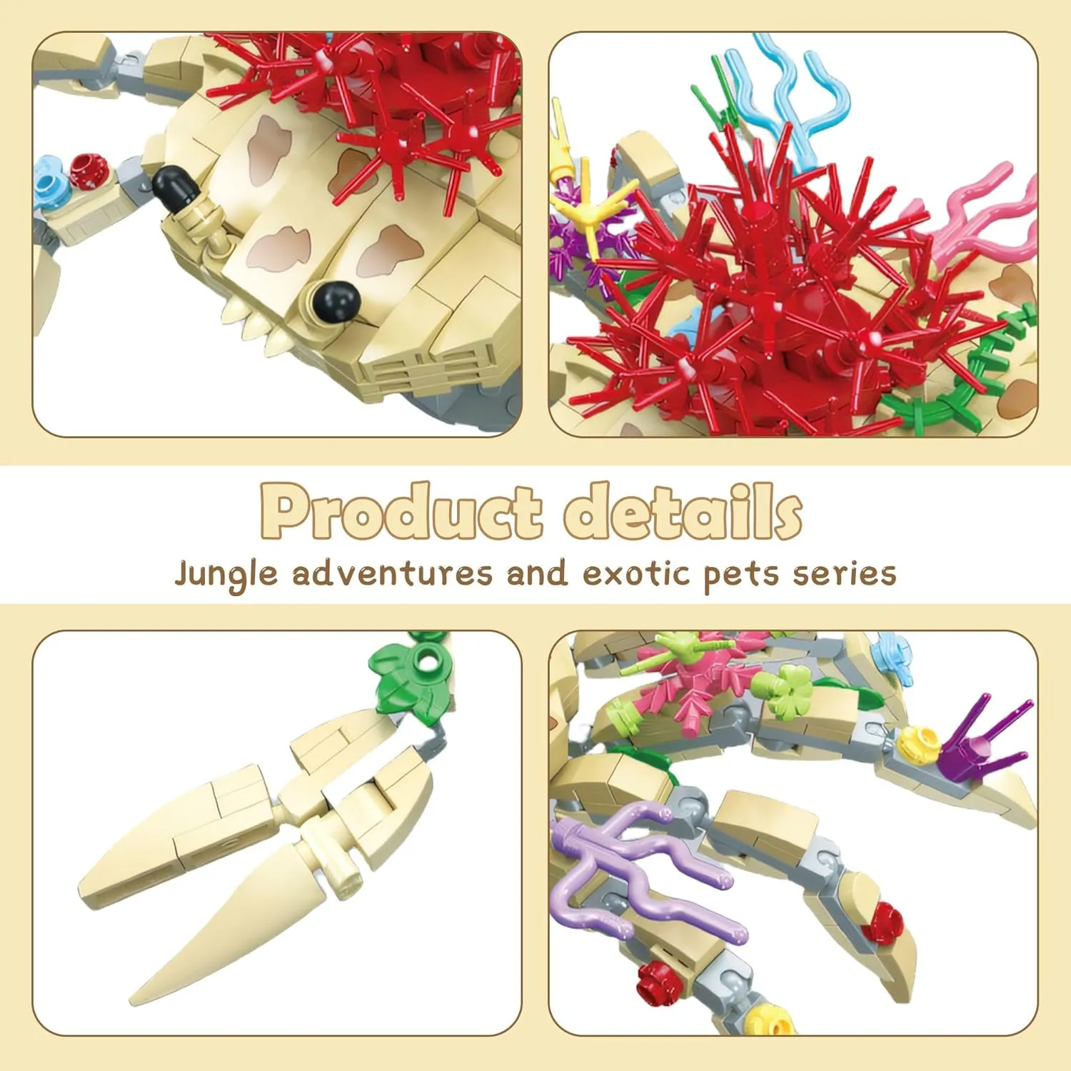 Ocean Water Grass Flower Crab Construction Set Building Blocks,Marine Animal DIY Unique Decoration Home, Animals Botanical Collection Blocks Toys,for 6  Kid,Home Plants Decor, Gifts