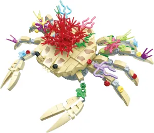 Ocean Water Grass Flower Crab Construction Set Building Blocks,Marine Animal DIY Unique Decoration Home, Animals Botanical Collection Blocks Toys,for 6  Kid,Home Plants Decor, Gifts