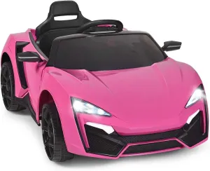 OLAKIDS 12V Kids Ride on Car, Battery Powered Electric Toy with Parental Remote Control, Spring Suspension, 4 Wheels Toddler Vehicle with Music, Horn, 3 Speeds, LED Lights, USB, TF (Pink)
