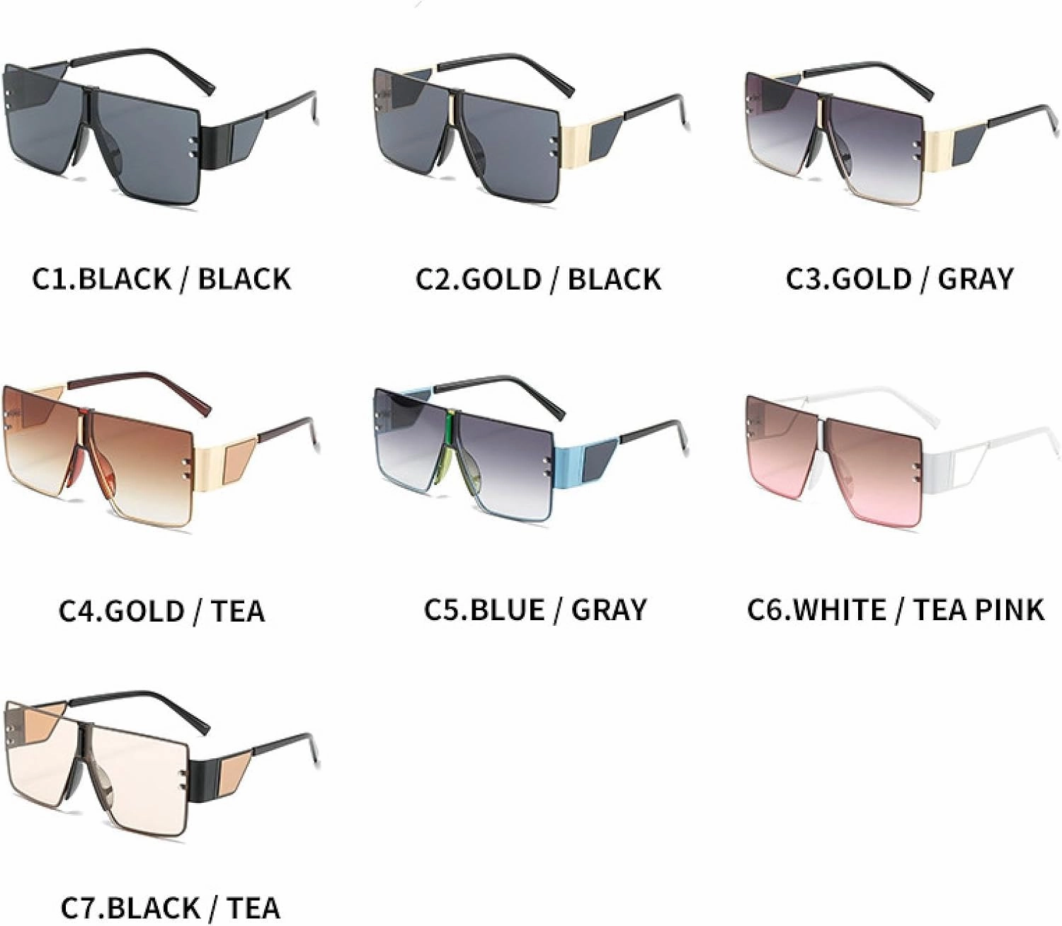 Oversized Sunglasses Women Men Retro Big Frame One Piece Eyewear Fashion Outdoor Driving Shades Uv400