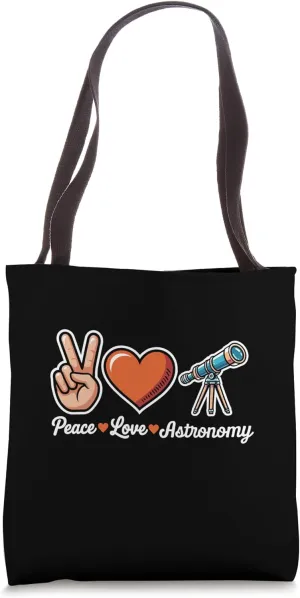 Peace Love Astronomy Funny Stars Night Sky Lover Tote Bag