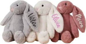 Personalized Easter Plush Bunny, Embroidered Name Newborn Remembrance, Kids Easter Basket Gift, Long Ears Plush Bunny, Baby Shower Kids Birthday Easter Gift Basket Decoration