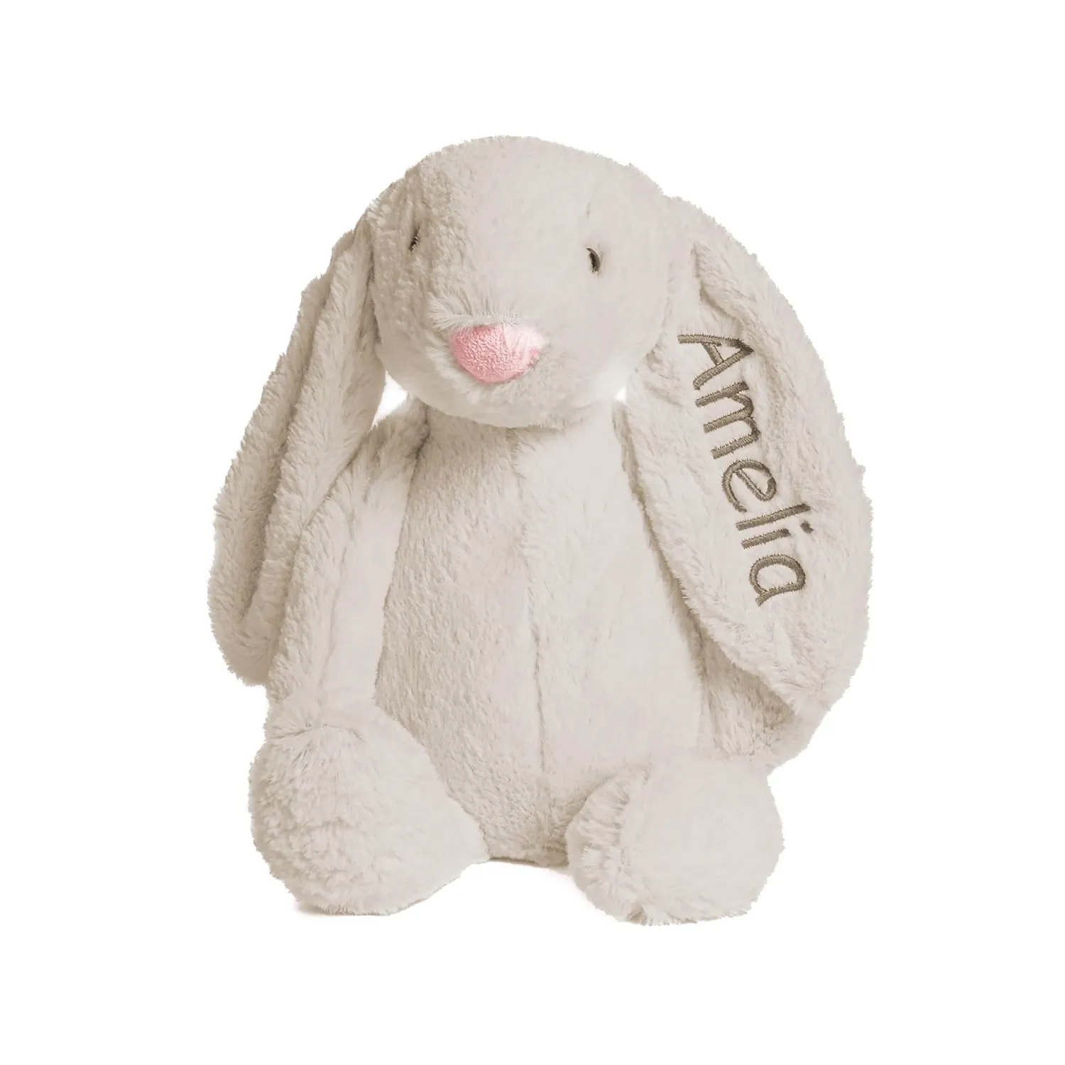 Personalized Super Soft Plush Bunny - Stuffed Animal Toy for Kids - Custom Gift with Embroidered Name on Ear for Easter, Baby Shower Gift (medium, beige)