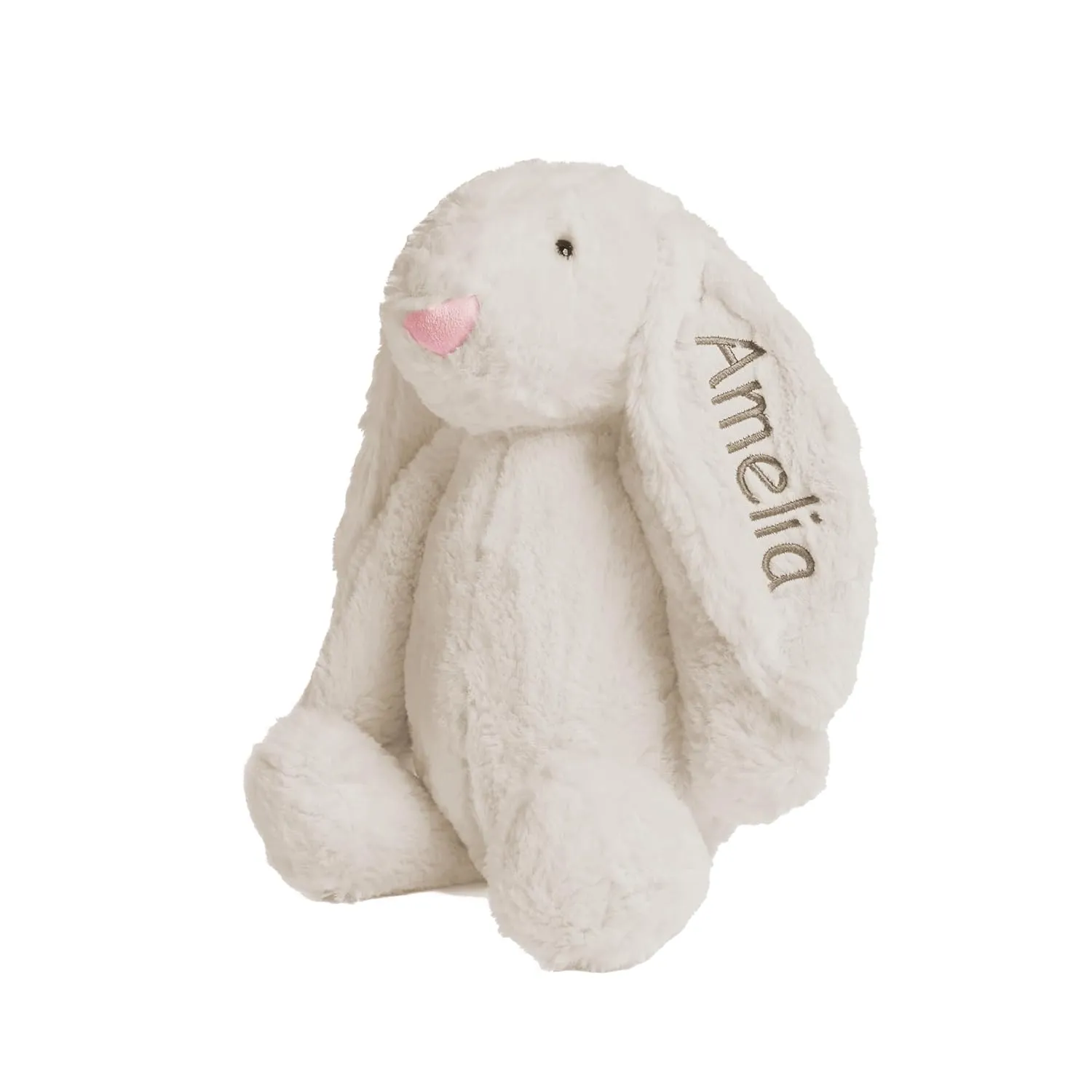 Personalized Super Soft Plush Bunny - Stuffed Animal Toy for Kids - Custom Gift with Embroidered Name on Ear for Easter, Baby Shower Gift (medium, beige)