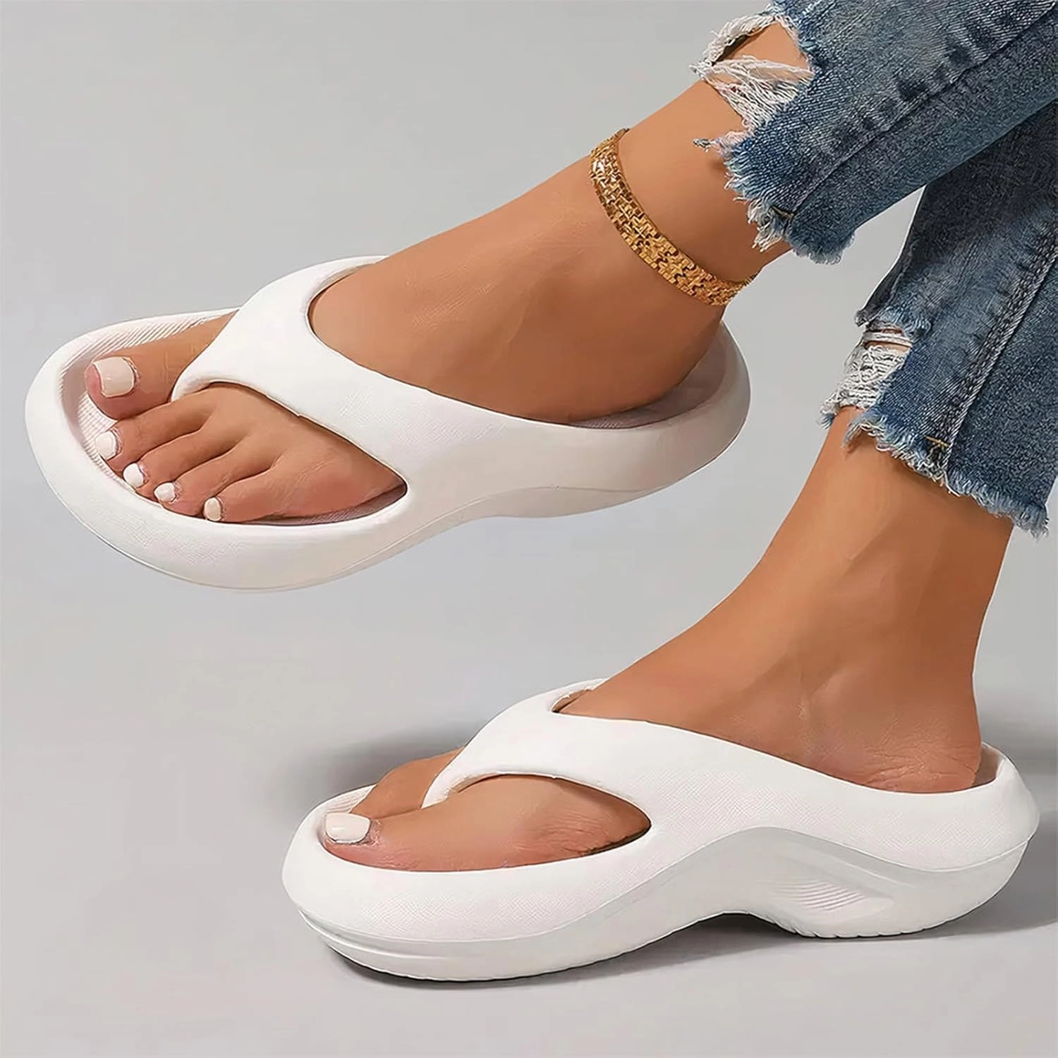 Pillow Arch Support Flip Flops, Plantar Fasciitis Orthopedic Sandals, Lightweight, Cushioning, Shock-Absorbing, Men & Women