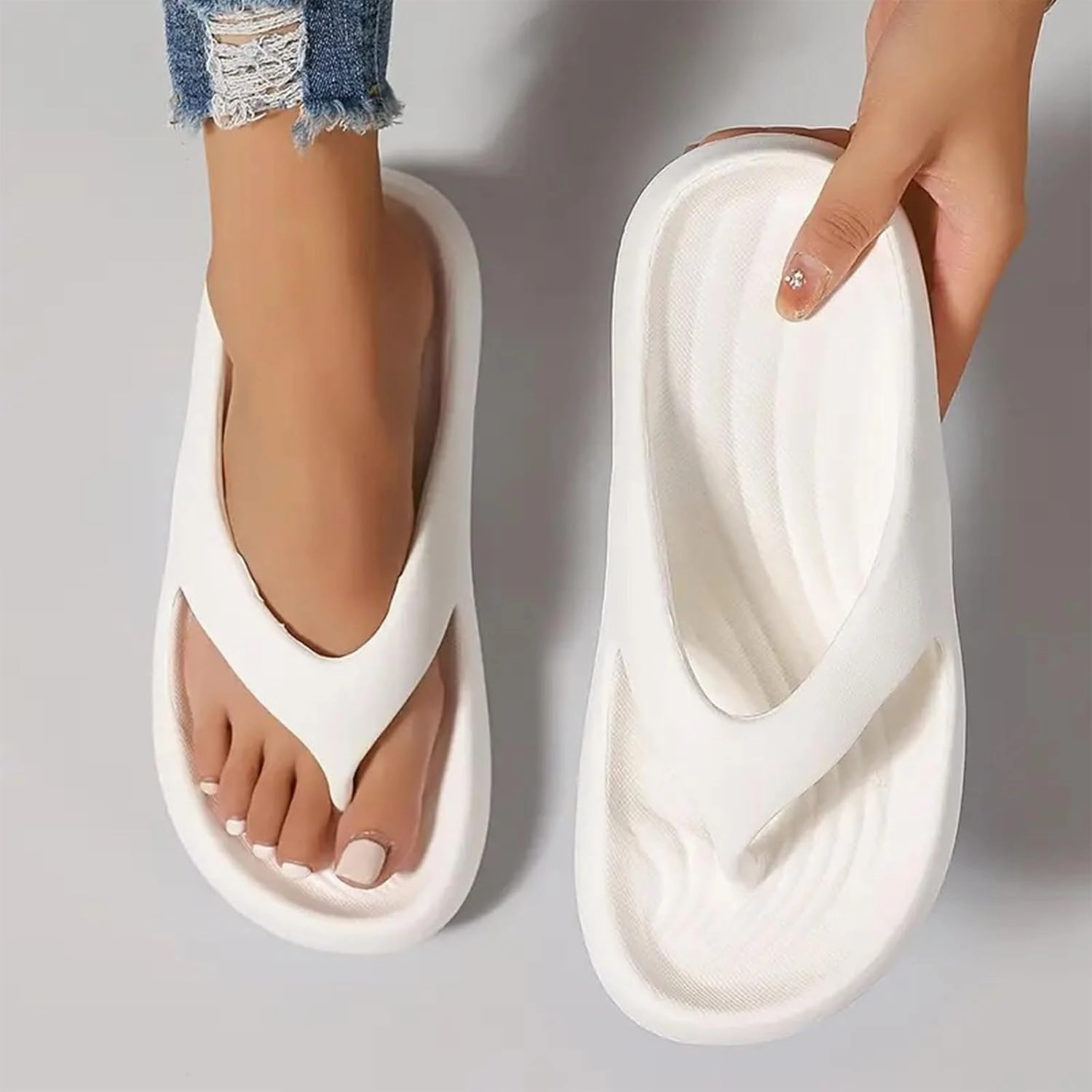 Pillow Arch Support Flip Flops, Plantar Fasciitis Orthopedic Sandals, Lightweight, Cushioning, Shock-Absorbing, Men & Women