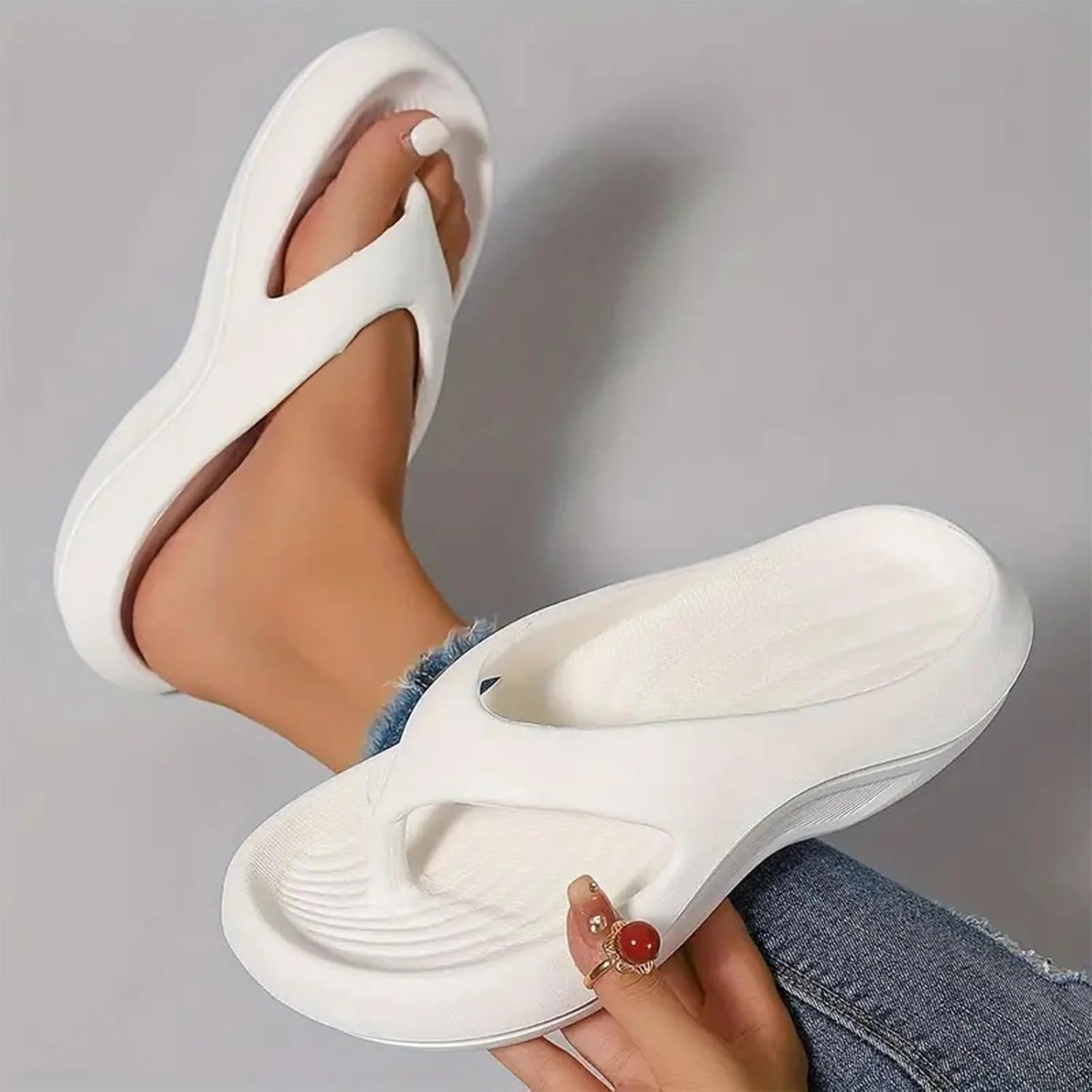 Pillow Arch Support Flip Flops, Plantar Fasciitis Orthopedic Sandals, Lightweight, Cushioning, Shock-Absorbing, Men & Women