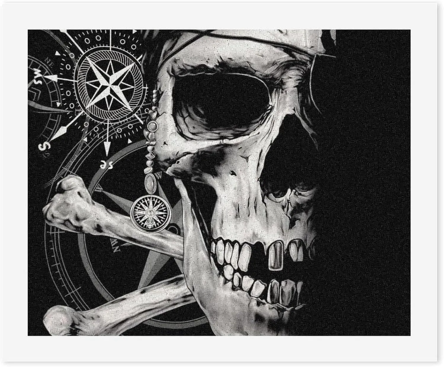Pirate and Skull Compass Adult Paint by Number Kits Personalized Adults Digital Oil Painting Kits with Paints and Brushes Creative Gift