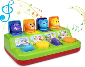 Playkidz Baby Pop Up Toy, Toddler Music Cause & Effect Toys, Interactive Animal Sounds, 10 Month Old Baby -1 Year Old boy & Girl