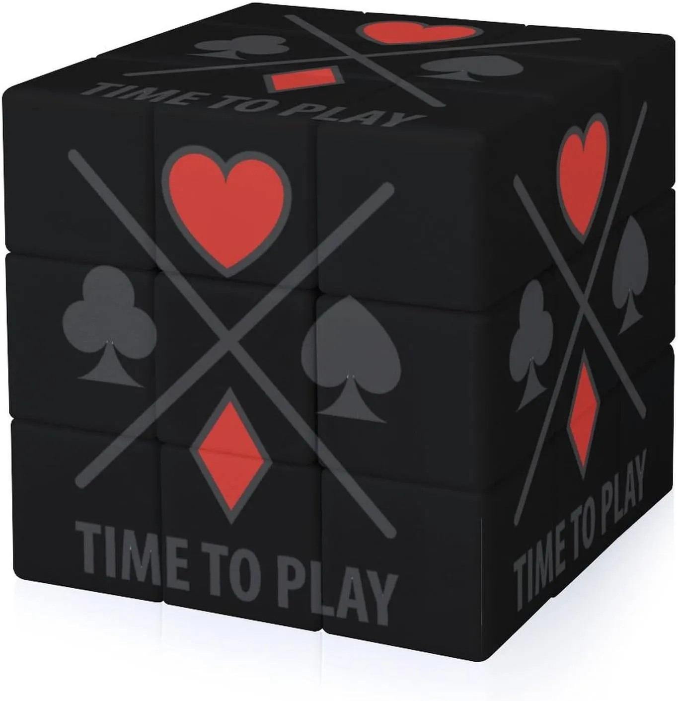 Poker Symbols Time to Play Adults 3x3x3 Color-Matching Smooth Fully Printed Cube Gift