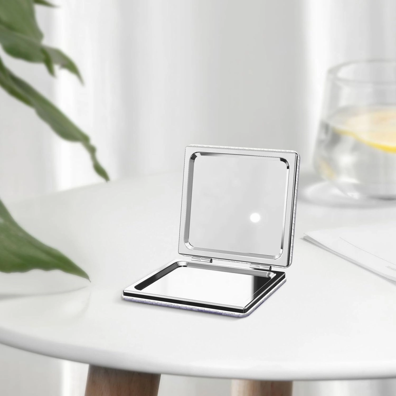 Portable Pocket Makeup Mirror Cute Golden Monkey Travel Cosmetic Mirror Square Print Magnifying Compact Mirror for Eyelash