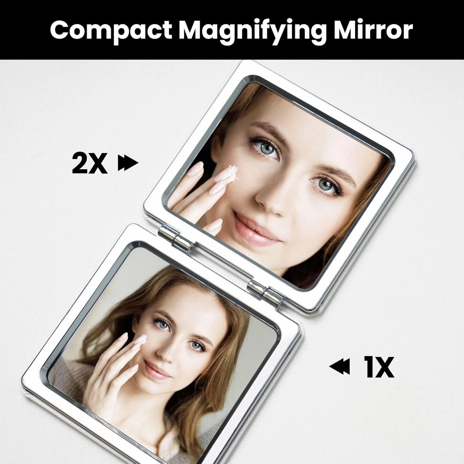 Portable Pocket Makeup Mirror Cute Golden Monkey Travel Cosmetic Mirror Square Print Magnifying Compact Mirror for Eyelash